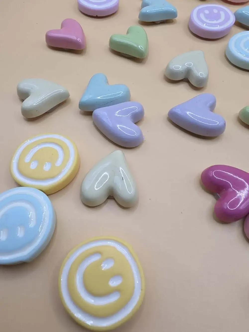 Acrylic Magnet Lot Smiley Faces Hearts Pastel